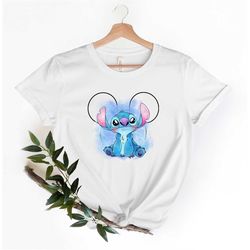disney watercolor ears stitch shirt, disney stitch shirts, disney ears shirts, disneyworld family shirts, stitch shirts,