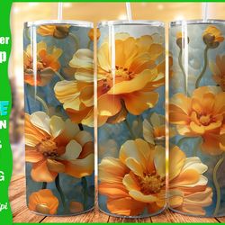 breathtaking 3d blooming flowers tumbler wrap, 20oz wrap