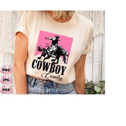 western cowboy country png, pink rodeo shirt png, vintage inspired png, western graphic, country music shirt png, wester