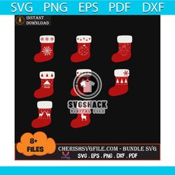 8 files christmas red stocking bundle svg, christmas svg, red stocking bundle svg