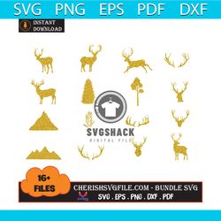 16 files golden reindeer bundle svg, christmas svg, golden reindeer bundle svg
