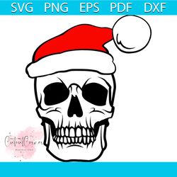 skull with santa hat svg, christmas svg, christmas skull svg, santa hat svg