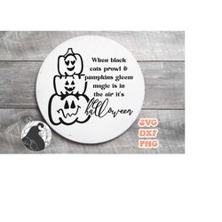 when black cats prowl svg, halloween sign svg, pumpkin stack svg, jack-o-lanterns, fall decor, cricut file, silhouette d