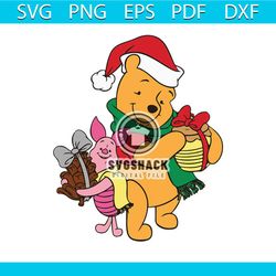 christmas pooh and piglet svg, disney svg, pooh svg, winnie svg, piglet svg, christmas svg, disneyland svg, disney movie