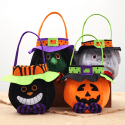 Halloween Pumpkin Bag, Halloween Treat Or Trick Props Handheld Basket