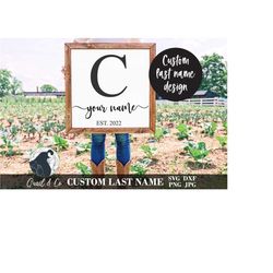 custom family name svg, monogram svg, personalized farmhouse sign, industrial farmhouse, modern farmhouse, cricut files,