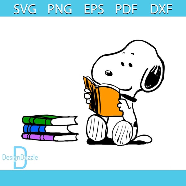 Snoopy Reading Sticker Snoopy Love Reading Svg, Disney Svg, Snoopy Svg, Peanuts Svg - Inspire ...