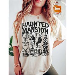 comfort colors vintage the haunted mansion shirt, disney halloween shirt, haunted mansion shirt, halloween matching, ha