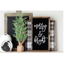 merry and bright svg, christmas sign svg, holiday cut file, diy christmas sign, cricut files, silhouette designs, svg fi