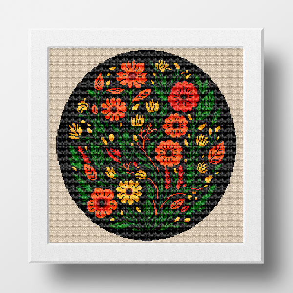 modern flowers cross stitch pattern