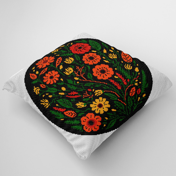 flowers cross stitch pattern cushion