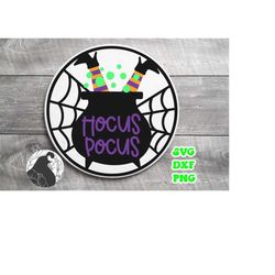 hocus pocus svg, halloween door hanger svg, round sign svg, witch legs, halloween welcome, cricut files, silhouette desi