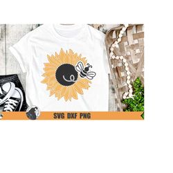 sunflower and bee svg, summer cut file, bee design, sunflower png, cricut files, silhouette designs, png for sublimation