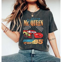 vintage disney pixar cars lighting mc queen comfort colors shirt, disney cars shirt, disney pixar, disney family shirts,