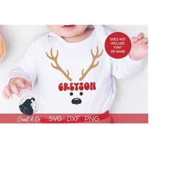 reindeer face svg, reindeer name, reindeer antlers, christmas svg, holiday shirt svg, personalized, cricut files, silhou