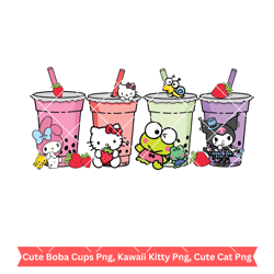 Cute Boba Cups Png, Kawaii Kitty Png, Cute Cat Png, Kawaii Png, Vacay Mode Png, Family Trip Png, Kawaii Kitty Shirt