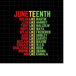 juneteenth dream like leaders black svg,  leaders black juneteenth day svg, independence day svg, black history month sv