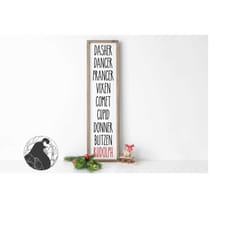 reindeer names porch sign svg , christmas svg, vertical christmas sign, dasher dancer, rudolph, porch board, svg file, c