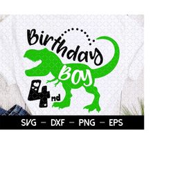 Dinosaur Birthday Boy Svg, Saurus Svg, 4nd Birthday Svg Dxf Eps Png, Second Birthday Cut Files, T-Rex Shirt Design, Kids