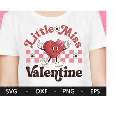 little miss valentine svg, valentine shirt, valentine's day, funny valentine's day, retro heart svg, dxf, png, eps, svg