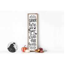 gather here porch sign svg, fall porch svg, autumn sign design, fall welcome, farmhouse sign svg, cricut designs, silhou
