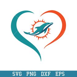 Heart Miami Dolphins Logo Svg, Miami Dolphins Svg, NFL Svg, Png Dxf Eps Digital File