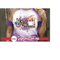 peace love and hippiness sublimation, hippie gnome, hippy gnome, tie dye gnome png, tshirt designs, sublimation designs,