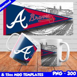 Braves Mug Design Png, Sublimate Mug Template, Braves Mug Wrap, Sublimate Baseball Design Png, Instant Download