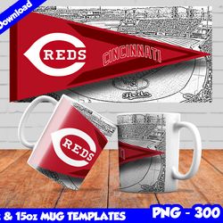 Reds Mug Design Png, Sublimate Mug Template, Reds Mug Wrap, Sublimate Baseball Design Png, Instant Download