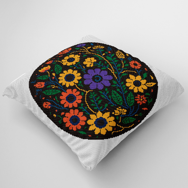 cross stitch pillow pattern flowers