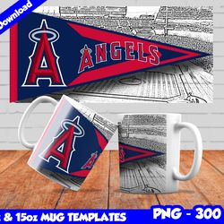 Angels Mug Design Png, Sublimate Mug Template, Angels Mug Wrap, Sublimate Baseball Design Png, Instant Download