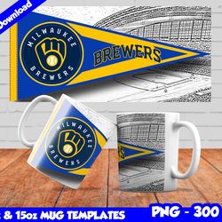 Brewers Mug Design Png, Sublimate Mug Template, Brewers Mug Wrap, Sublimate Baseball Design Png, Instant Download