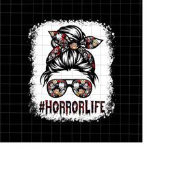 horror life png, halloween skull mom messy hair bun monster png, messy bun halloween png, skull mom png, skull mom hallo