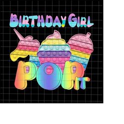 Birthday Girl Pop It Unicorn Png, Girl Pop It Birthday Png, Birthday Girl Png, Pop It Png, Pop It Alphabet Png, Pop It L
