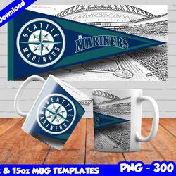 Mariners Mug Design Png, Sublimate Mug Template, Mariners Mug Wrap, Sublimate Baseball Design Png, Instant Download