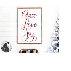 peace love joy svg, christmas sign svg, holiday wall art, joy cut file, peace svg, digital download, cricut design, silh