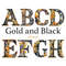Gold and Black Alphabet Clipart. Black Retro letters c for wedding invitations letters A, B, C, D, E, F, G, H. Retro flapper party alphabet letters in 1920s sty