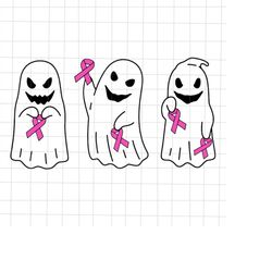 ghost pink ribbon breast cancer awareness svg, ghost breast cancer awareness halloween svg, ghost pink ribbon svg, pink