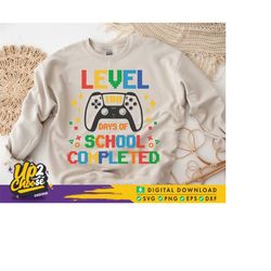 level 100 days of school completed svg, 100 days of school svg, school completed svg, 100 days gamer boy, school svg,dig