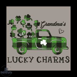 grandma lucky charms svg, patrick svg, truck svg, shamrocks svg, grandma svg, truck of shamrocks svg, lucky charms svg,