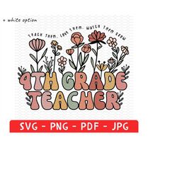 Custom 4th Grade Teacher Shirt Png, Personalized Teaching Gift, 4th Grade Teacher Gift, Teacher Appreciation Gifts, Spri