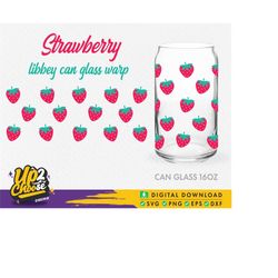 strawberry 16oz glass can, glass can 16oz warp, libbey glass can warp, fruit glass can, template warp can, digital file