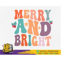 merry and bright svg, merry christmas svg, christmas shirt svg, christmas svg, merry and bright cut file, svg eps png dx