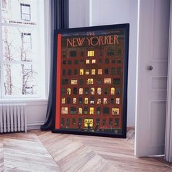 the new yorker poster, magazine cover prints, apartment decor aesthetic, trendy wall art, vintage poster digital, printa