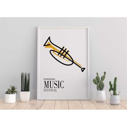 minimalist saxophone print, music festival poster, printable jazz wall art, vintage jazz poster, retro festival print, c
