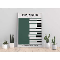 jazz music festival poster, printable wall art, vintage jazz poster, retro concert print, piano wall art, concert poster