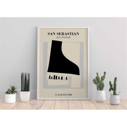 jazz festival poster printable, music prints wall art, piano digital download, digital prints download trendy, room deco