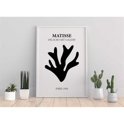 matisse print download, henri matisse poster, digital matisse leaf print, black white wall art, room decor aesthetic, do