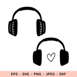 Headphones Svg for Cricut Music dxf Heart Headphones File for laser DJ Svg Headphones
