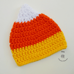 CROCHET PATTERN - Candy Corn Hat | Candy Corn Photo Prop | Crochet Halloween Beanie | Sizes from Baby to Adult